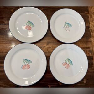 Vintage Corelle Cherry Fruit Basket 9” Luncheon Plates Set of 4